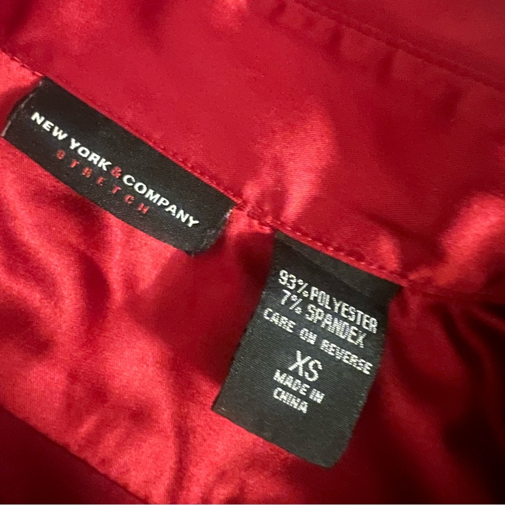 Elegant New York & Company Red Satin Blouse - Picture 3 of 3
